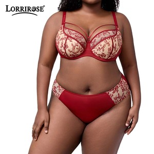 Conjunto de <span class=keywords><strong>sujetador</strong></span> push-up de <span class=keywords><strong>copa</strong></span> <span class=keywords><strong>grande</strong></span> con cobertura total y bragas, de encaje floral transparente, con cuello cruzado, con aros, <span class=keywords><strong>copa</strong></span> fina, talla <span class=keywords><strong>grande</strong></span> para mujer - Product Image 4