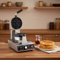Nouveau gaufrier rotatif en acier inoxydable avec panneau de commande mécanique