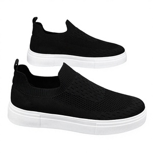 Slide-On Solid Men's Summer Breathable Thin <b>Black</b> Synthetic <b>Sock</b> Shoes for Mesh Canvas Sneakers - Product Image 1