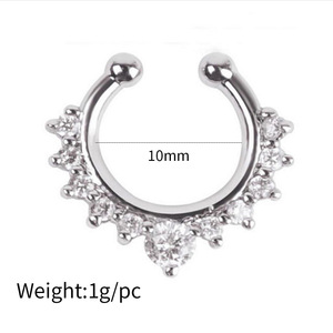 Bijoux fantaisie en gros : <span class=keywords><strong>Anneau</strong></span> de <span class=keywords><strong>nez</strong></span> <span class=keywords><strong>brillant</strong></span> en acier inoxydable 316L avec zircon pour femme, faux <span class=keywords><strong>piercing</strong></span>, bijoux de corps - Product Image 3