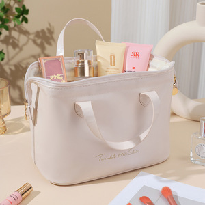 Bolsa de cosméticos de PU impermeable de gran capacidad para mujer, almacenamiento de viaje personalizado, maquillaje para neceser, cremallera duradera, portátil geométrico - Product Image 5
