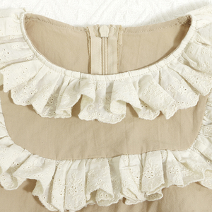 100% cotone tessuto autunno carino neonate vestito manica a sbuffo morbido con volant volant abbigliamento in mussola per ragazza - Product Image 5