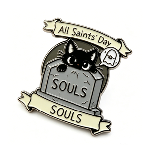 All Saints' Day Black Cat Graveyard Hard Enamel Metal <b>Pin</b> Halloween Souvenirs Irregular Shape Silver Plated Zinc Alloy - Product Image 1