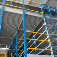 Étagères de mezzanine à grande portée et forte capacité de charge avec rampe d'escalier, rayonnage de stockage multi-niveaux pour entrepôt