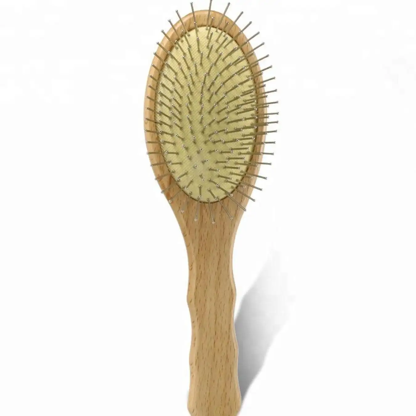 Natural wooden scalp massager hair brush beech wooden massage hair brush with stainless steel teeth