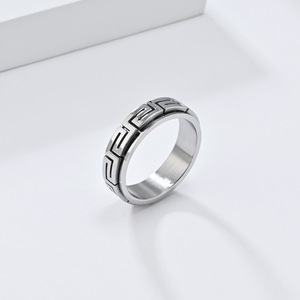 yunnique popular jewelry Great Wall pattern <b>titanium</b> steel rotating <b>ring</b> for stress relief and anxiety reduction. S - Product Image 4