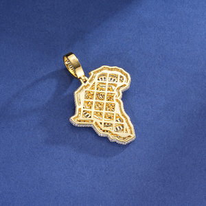 Pendentif Tête de Lion Carte <span class=keywords><strong>d</strong></span>'<span class=keywords><strong>Afrique</strong></span> Iced Out en Argent 925 Plaqué Or Bicolore avec Diamants CZ Taille Baguette, Breloque Hip Hop pour Hommes - Product Image 6