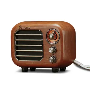 Speaker Mini Portabel Tf Vintage, Radio Retro Kayu Desain Klasik dengan Usb dan Slot Kartu Sd