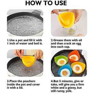 <b>Kitchen</b> Accessories Silicone Egg Poacher Boiler Mould Cups with Stand Designs High Temperature Resistance Home <b>Gadgets</b> - Product Image 5