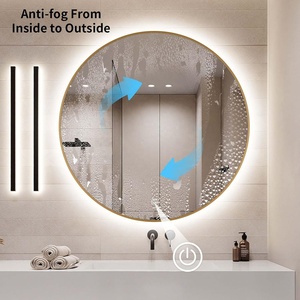 All'ingrosso 3 colori di illuminazione nero metallo incorniciato Hotel Touch Screen moderno Smart retro illuminato rotondo specchio del bagno - Product Image 5