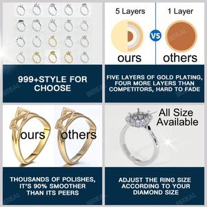 Bán Buôn Bất 10K 14K 18K Vàng Bán Núi Nhẫn 925 Bạc Trống Rỗng Engagement Wedding Nhẫn Thiết Nếu Không Có Kim Cương Đá - Product Image 2