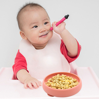 Assiette ronde en silicone incassable, antidérapante, anti-débordement, avec ventouse, sans BPA, compatible lave-vaisselle et micro-ondes, pour l'alimentation des bébés et des tout-petits
