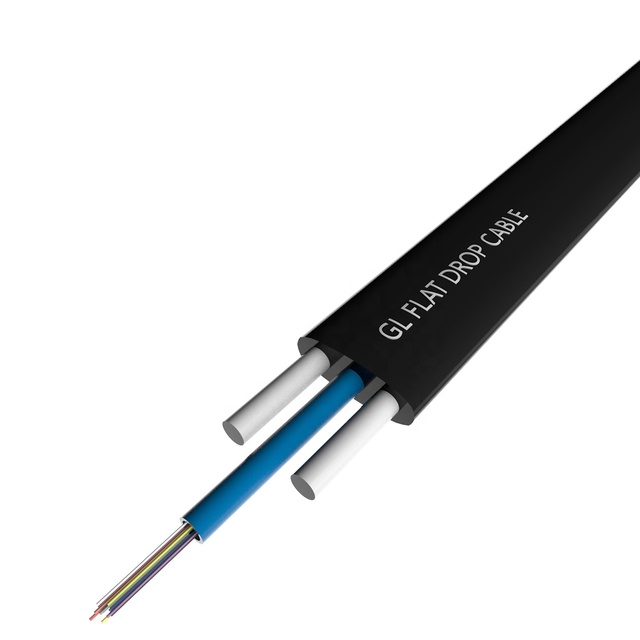 Outdoor Aerial Flat Optical Fibre Cable 2core 4core Drop Cable 657A 652D Flat Fiber Optic Cables