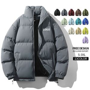 Chaqueta Bomber Acolchada de Invierno Unisex, Cierre de Cremallera, Gruesa, Cálida, Resistente al Viento, 100% Plumón - Product Image 2