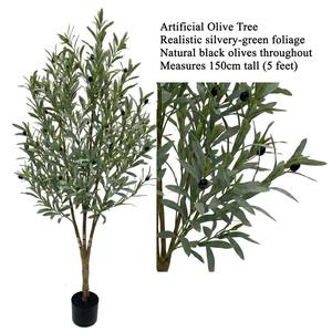 Arbre d'<span class=keywords><strong>olivier</strong></span> artificiel de 150 cm, feuilles vertes grises floquées avec olives noires, <span class=keywords><strong>prix</strong></span> d'usine, plante artificielle pour hôtel, café, projet - Product Image 3