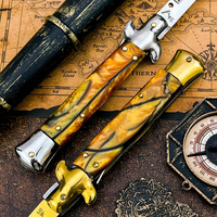 Couteau de poche pliant EDC en acrylique pour le camping et la chasse, non réglable, en acier inoxydable 440C, outil de survie industriel pour le bricolage en extérieur