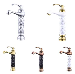 Bronze Handle Fully Silver Coated Ornate design diamond decoration bathroom designer faucet