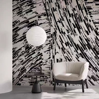 Papier peint mural noir et blanc Art Déco à texture de coups de pinceau, peinture d'art moderne, décoration intérieure pour chambre, café, hôtel