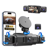 Dashcam Voiture Enregistreur Vidéo WiFi GPS Full HD 4 Objectifs*1080P Caméra de Tableau de Bord 360 Moniteur de Stationnement 24H Enregistreur en Boucle Vision Nocturne Boîte Noire