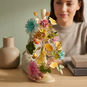 เชิงเทียนดอกไม้ทำมือ ของตกแต่งบ้าน งานฝีมือศิลปะ - Product Image 5