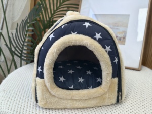 Cama para Animais de Estimação em Pelúcia Macia com Estampa de Estrelas, Tamanho Quente e Confortável, Removível - Product Image 4