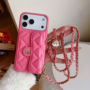 Chaîne à billes dorée parfumée pour coque de téléphone 13, bandoulière en cuir pour <span class=keywords><strong>iPhone</strong></span> 14, 17 Pro Max, pour femme, compatible 16 Pro, motif camélia - Product Image 5
