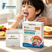KingFisher Kids Omega 3 Visolie Mondstrips Dagelijkse Ondersteuning Hart- en Ooggezondheid 1000mg EPA DHA Draagbare Snel Oplossende Mondfilm