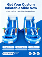 Toboggan Gonflable Robuste en PVC 18 OZ Certifié CE EN14960, Combo Double Piste avec Piscine à Eau pour Enfants et Adultes, Utilisation Extérieure