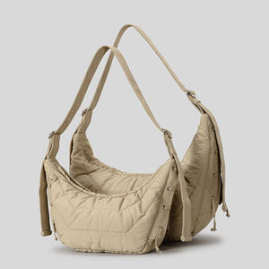 Bolso de Hombro Tipo Hobo Acolchado de Nailon para Mujer, Gran Capacidad, Estilo Casual, Media Luna, Bandolera, Holgado, Moda Urbana, Resistente al Agua - Product Image 2