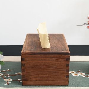 Boîte à mouchoirs en bois de noyer noir, 20x15x10cm, pour la maison, le salon, boîte de rangement de bureau avec mouchoirs extractibles - Product Image 4