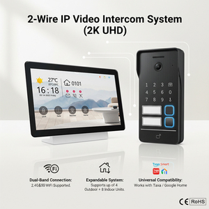 Videoportero Exterior Hiwink de 2 Cables, Intercomunicador IP 2K con Pantalla Táctil, Control de Acceso Facial, Palma de Mano, IC, NFC, Acero Inoxidable, IP65 - Product Image 3