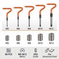 80-teiliges Gcr15/HSS Gewindereparatur-Einsatzkit M5-M12 Metrisches Heli-Coil-Set Werkzeug zur Wiederherstellung Beschädigter Gewinde für Automobil & Maschinenbau