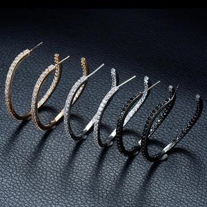 HIBRIDE, nuevo pendiente de aro de Zirconia cúbica geométrica, pendientes de Color blanco, Brincos para mujer, regalo de fiesta, Boucle D'oreille, E-854 - Product Image 1