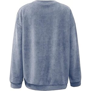 Sweat-shirt surdimensionné personnalisé pour femme, à épaules tombantes, manches longues, en maille de coton mélangé, pull d'automne - Product Image 1