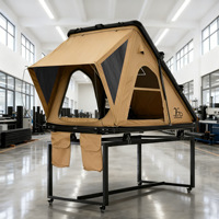 Großhandel SUV 280g Polyester Hartschalen-Dachzelt aus Aluminiumlegierung, dreieckiges Polyester-Baumwoll-Karo-Gewebe-Dachzelt