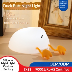Veilleuse créative en silicone en forme de cul de canard, lampe de chevet à pression, lampe d'alimentation à brancher, intensité réglable 36V, ambiance de chambre et de bureau - Product Image 2
