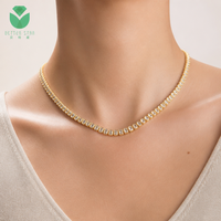 Collar de tenis de lujo con diamantes cultivados en laboratorio de corte esmeralda personalizados, oro amarillo de 14K y 18K, D VVS, certificado IGI, engaste de garra, para mujer, para la noche