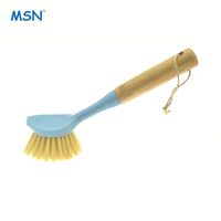 MSN Brosse de cuisine écologique à manche en bambou Design rond Sisal Coconut PP Floor Vegetable Dish Bottle Pot PET Fiber-Box Packing