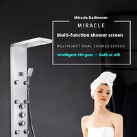 Ensemble de douche thermostatique mural pour hôtel Ensemble de douche à écran Led avec affichage numérique de la température Système de douche en acier inoxydable Ensemble de salle de bains