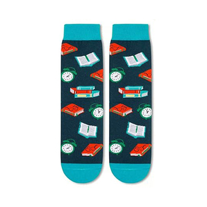 Chaussettes <span class=keywords><strong>de</strong></span> livre <span class=keywords><strong>de</strong></span> bibliothèque personnalisées-Chaussettes Crew bleu sarcelle pour lecteurs Citation drôle Chaussettes <span class=keywords><strong>de</strong></span> cheville pour les amoureux des livres Cadeau pour les bibliothécaires - Product Image 4
