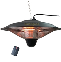Chauffe-soleil infrarouge électrique suspendu à télécommande 2100W, type parapluie, en acier inoxydable, pour terrasse, restaurant, café, avec éclairage – Meilleures ventes