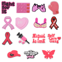 Breloque personnalisée en PVC pour sabot, ruban rose du cancer du sein, pour femmes, breloques de chaussures, décorations de sabots, accessoires féminins