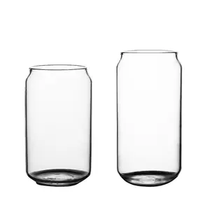 New Design Custom Logo Borosilicate Blank Iced Coffee Soda Libbey Clear Glass Beer Can Shaped Glass Cups