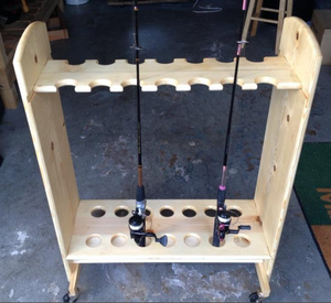 EASTOMMY-Porte-canne à pêche portable en <span class=keywords><strong>bois</strong></span> pour homme, présentoir de rangement, cadeaux de pêche - Product Image 1