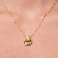 Collier ras du cou Gemnel tendance avec pendentif cercle entrelacé, plaqué or 14 carats, argent sterling 925, bicolore, pour femme