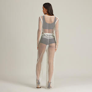 2024 vêtements pour femmes nouveau Sexy pur désir Style raffiné strass transparent pantalon costume peut être vendu seul ensemble - Product Image 4