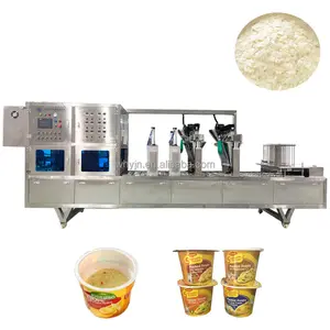 Gıda fabrikası otomatik plastik bardak aperatif baharat süt tozu toz köri tozu sızdırmaz ambalaj makinesi