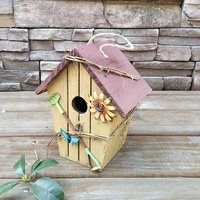Personnalisable bricolage petite maison d'oiseau en bois extérieur motif imprimé Cage à oiseaux en bois avec conception suspendue pour ornement de jardin