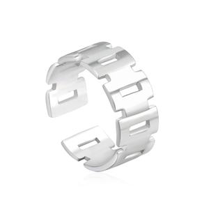 Bague ajustable en acier inoxydable pour femme, style classique, géométrique, ajourée, étanche - Product Image 6