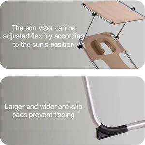 Tumbonas Plegables Personalizadas de Fábrica con Toldo Ajustable, <span class=keywords><strong>Silla</strong></span> Reclinable Portátil de Alta Resistencia para <span class=keywords><strong>Playa</strong></span>, Patio y Exteriores - Product Image 5
